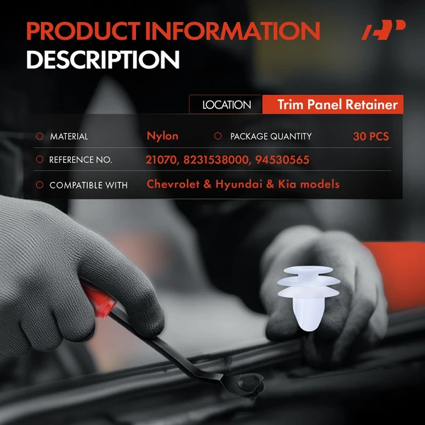 30 Pcs Nylon White Trim Panel Retainer A-Premium APRCF681