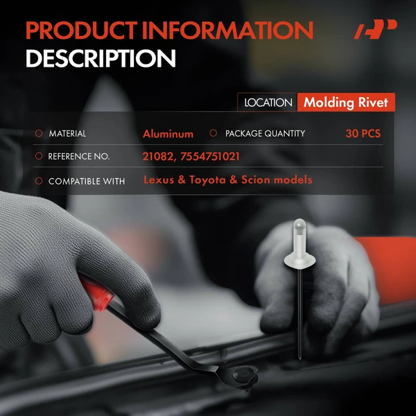 30 Pcs Aluminum Rivet - Black Aluminum Mandrel Black Molding Rivet A-Premium APRCF687