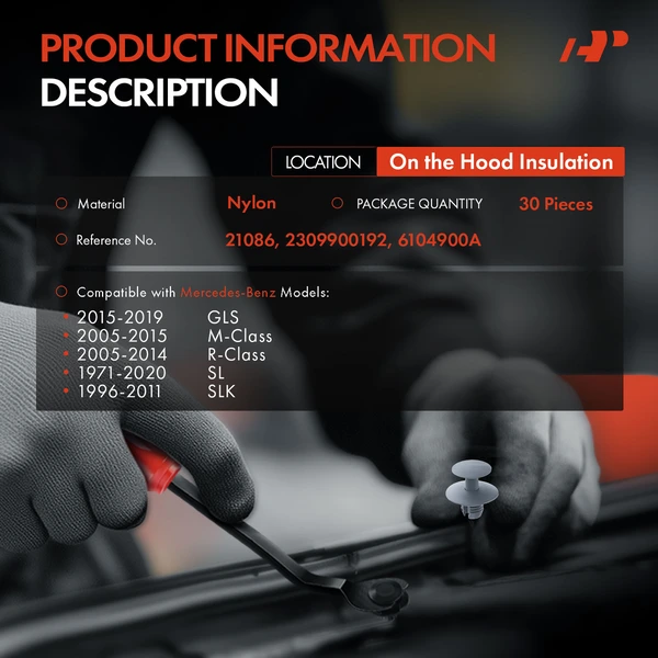 30 Pcs 8mm Nylon Hood Insulation & Cowl Grille Retainer A-Premium APRCF690