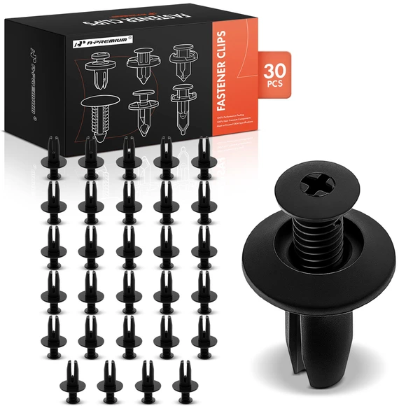 30 Pcs Nylon Black Rear Bumper Retainer A-Premium APRCF693