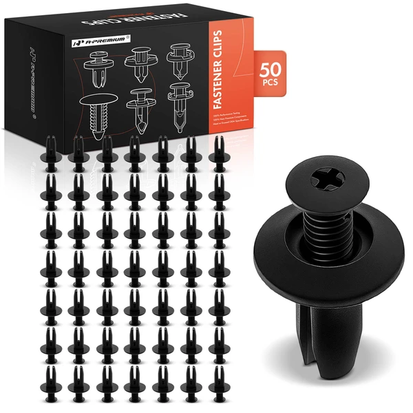 50 Pcs Nylon Black Rear Bumper Retainer A-Premium APRCF694