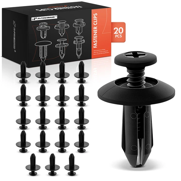 2008-2009 Mercury Sable 20 Pcs 6.4mm Nylon Black Front Air Shield & Splash Guard & Heat Shield Retainer A-Premium APRCF698