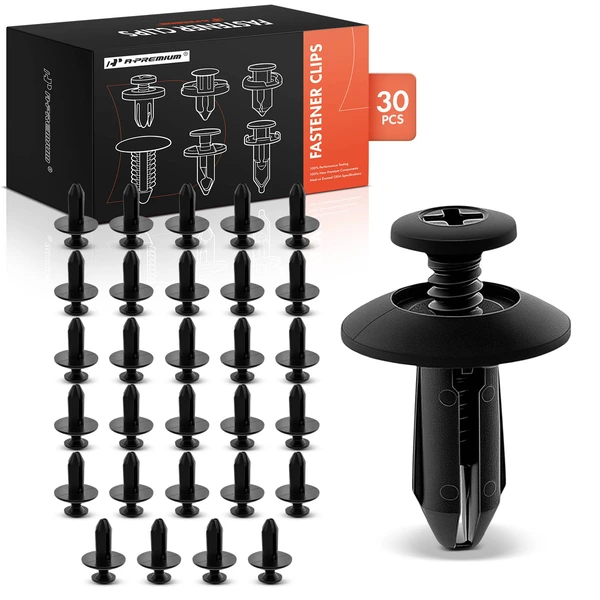 2008-2009 Mercury Sable 30 Pcs 6.4mm Nylon Black Front Air Shield & Splash Guard & Heat Shield Retainer A-Premium APRCF699