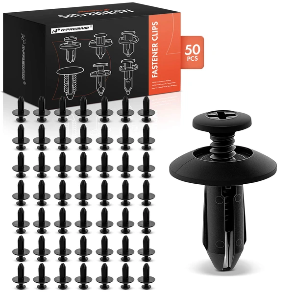 2008-2009 Mercury Sable 50 Pcs 6.4mm Nylon Black Front Air Shield & Splash Guard & Heat Shield Retainer A-Premium APRCF700