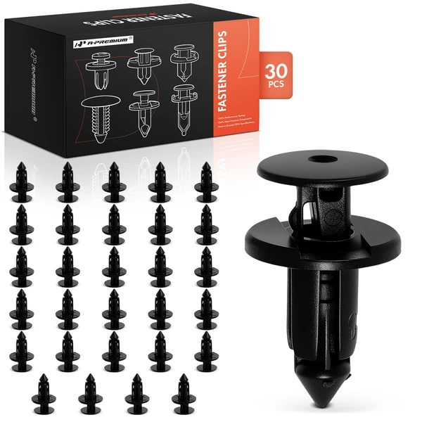 30 Pcs 8mm Nylon Black Rocker Molding Clip A-Premium APRCF711