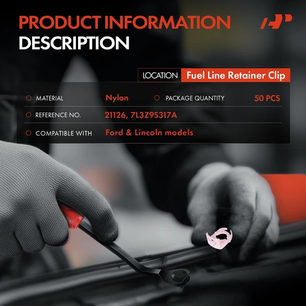 50 Pcs Nylon Pink Fuel Line Retainer Clip A-Premium APRCF715