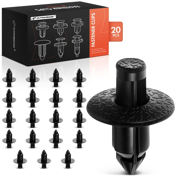 2006-2012 Mitsubishi Eclipse 20 Pcs 6.3mm Nylon Black Interior Trim & Bumper & Grille Retainer A-Premium APRCF737