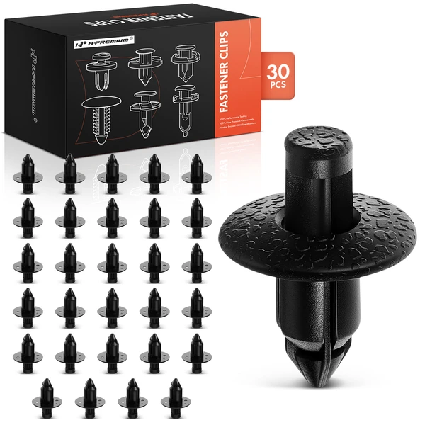 30 Pcs 6.3mm Nylon Black Interior Trim & Bumper & Grille Retainer A-Premium APRCF738