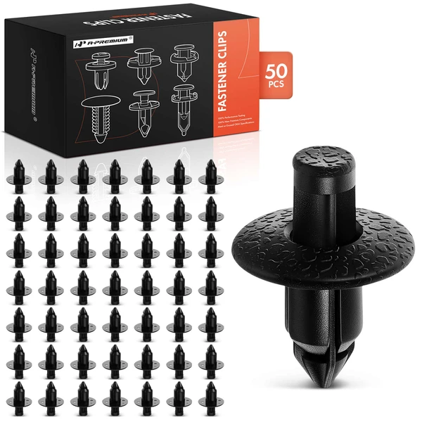 50 Pcs 6.3mm Nylon Black Interior Trim & Bumper & Grille Retainer A-Premium APRCF739