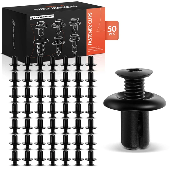 50 Pcs 8mm Nylon Black Bumper & Fender & Grille & Interior & Exterior Trim & Pillar Retainer Clip A-Premium APRCF754