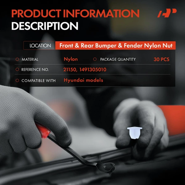 30 Pcs Nylon White Front & Rear Bumper & Fender A-Premium APRCF756