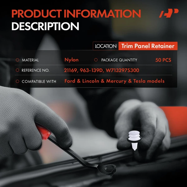 50 Pcs Nylon White Trim Panel Retainer A-Premium APRCF788