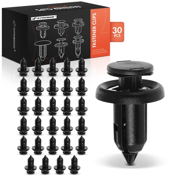 1997-1999 2001-2003 Acura CL 30 Pcs 10mm Nylon Black Bumper & Splash Shield Retainer A-Premium APRCF793