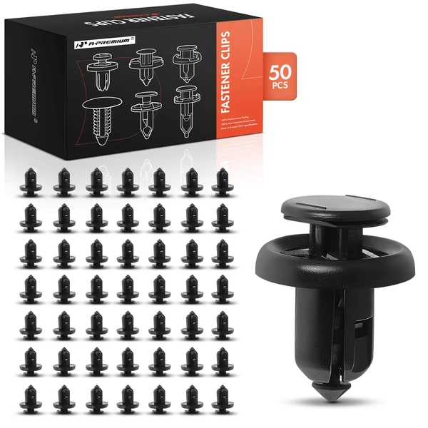 1997-1999 2001-2003 Acura CL 50 Pcs 10mm Nylon Black Bumper & Splash Shield Retainer A-Premium APRCF794