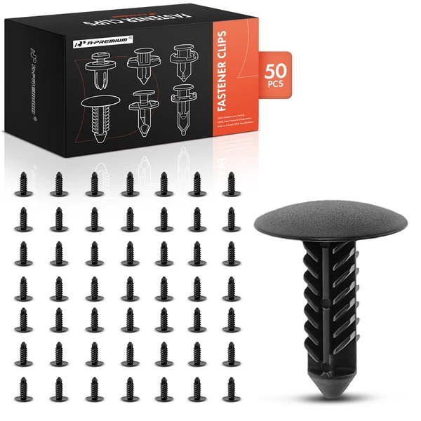 50 Pcs Nylon Black Bumper & Fender Apron Retainer A-Premium APRCF821