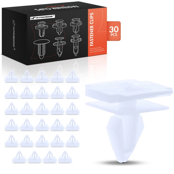 30 Pcs 10mm Nylon White Front Bumper & Rocker Molding Clip A-Premium APRCF823