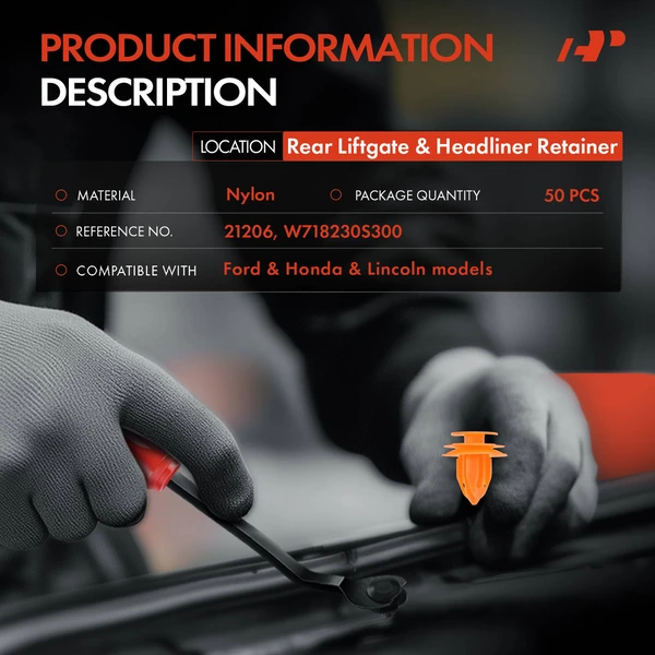 50 Pcs 8.5mm Nylon Orange Rear Liftgate & Headliner Retainer A-Premium APRCF833