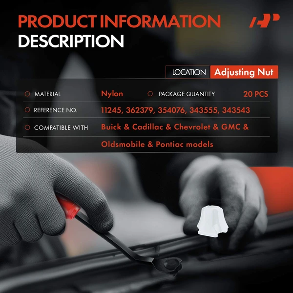 20 Pcs 12.7-14.29mm Nylon White Adjusting Nut A-Premium APRCF864