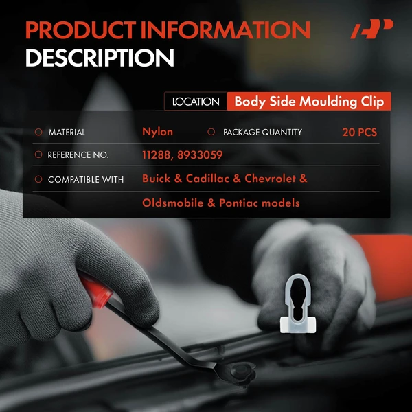 20 Pcs Nylon Gray Body Side Molding Clip A-Premium APRCF882