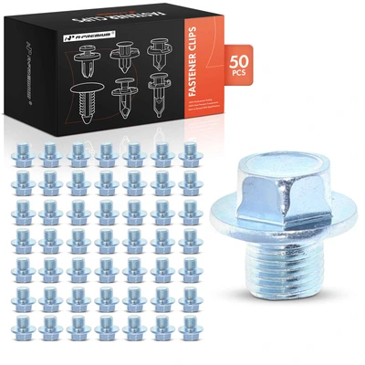 50 Pcs M12-1.25 Steel Oil Drain Plug with Gasket Retainer Fastener