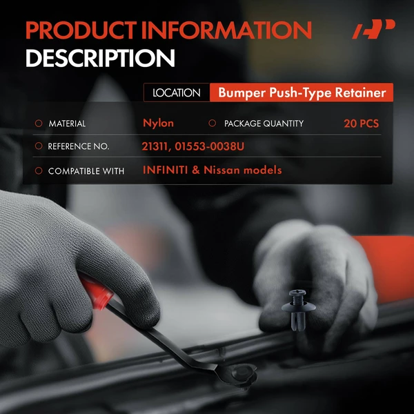 20 Pcs 8mm Nylon Black Bumper Retainer Clip A-Premium APRCF906