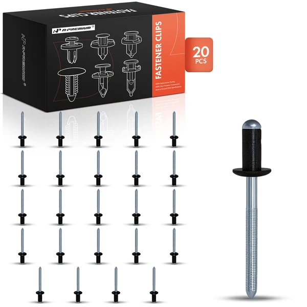 20 Pcs Black Aluminum Rivet - Steel Mandrel Black Specialty Rivet A-Premium APRCF915