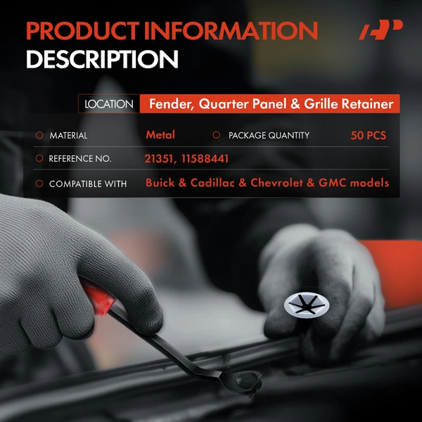 50 Pcs Metal Fender & Quarter Panel & Grille Retainer A-Premium APRCF938