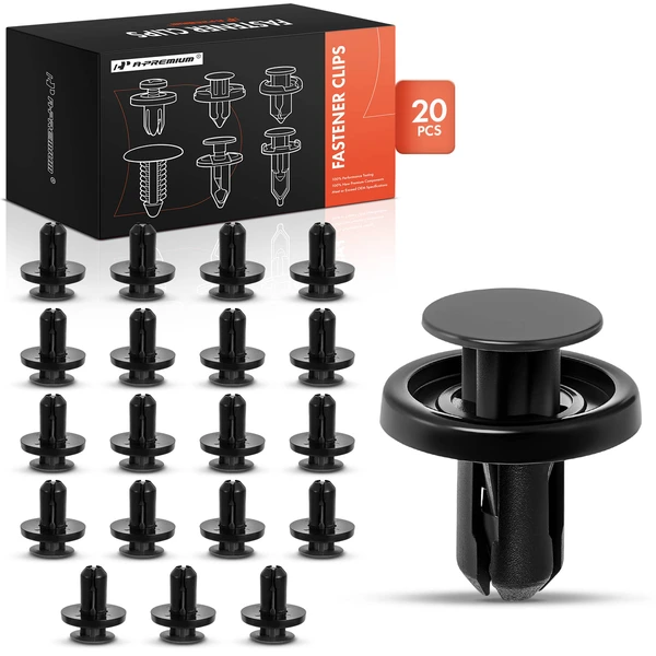 20 Pcs 9mm Nylon Black Bumper & Engine Under Cover Retainer A-Premium APRCF954