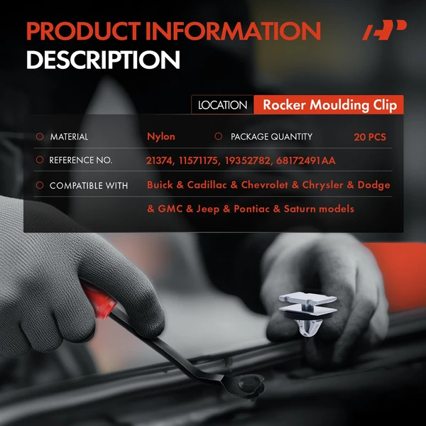 20 Pcs 9mm Nylon Gray Rocker Molding Clip A-Premium APRCF966