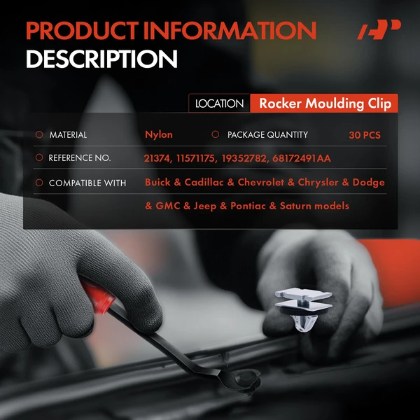 30 Pcs 9mm Nylon Gray Rocker Molding Clip A-Premium APRCF967