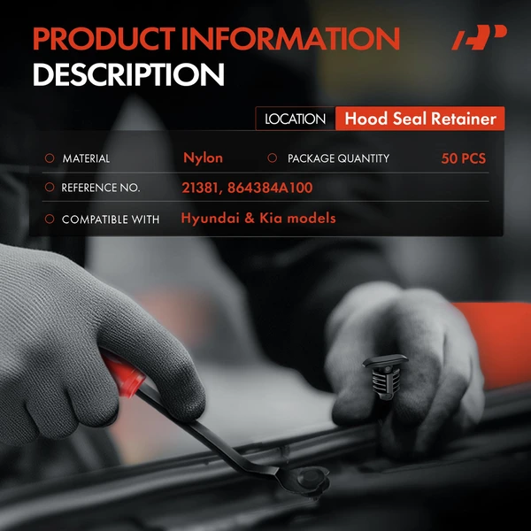 50 Pcs Nylon Black Hood Seal Retainer Clip A-Premium APRCF974