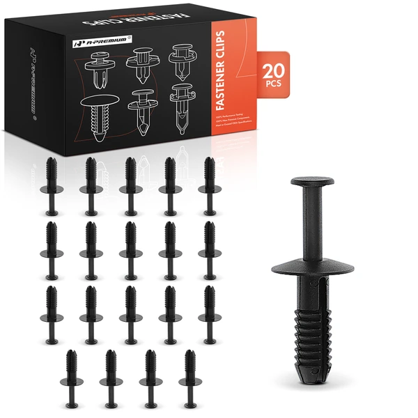 20 Pcs 6mm Nylon Black Bumper Cover Retainer A-Premium APRCF2072