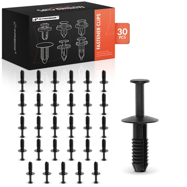 30 Pcs 6mm Nylon Black Bumper Cover Retainer A-Premium APRCF2073