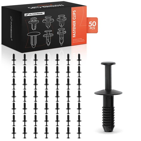 50 Pcs 6mm Nylon Black Bumper Cover Retainer A-Premium APRCF2074