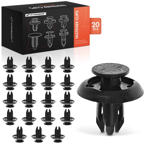 20 Pcs 8mm Nylon Black Splash Shield & Bumper Clip A-Premium APRCF2102