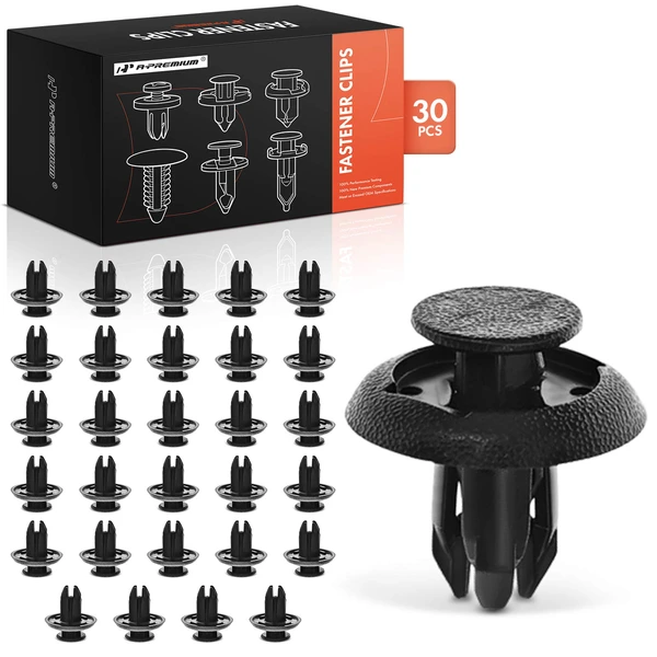 30 Pcs 8mm Nylon Black Splash Shield & Bumper Clip A-Premium APRCF2103