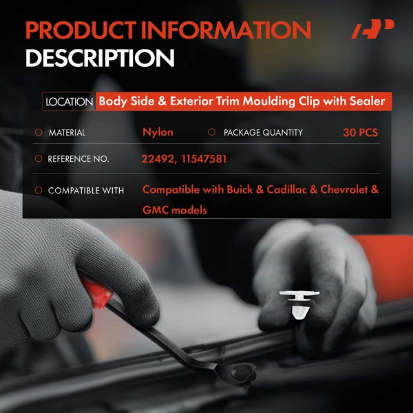 30 Pcs 9mm Nylon White Body Side & Exterior Trim Molding Clip A-Premium APRCF2208