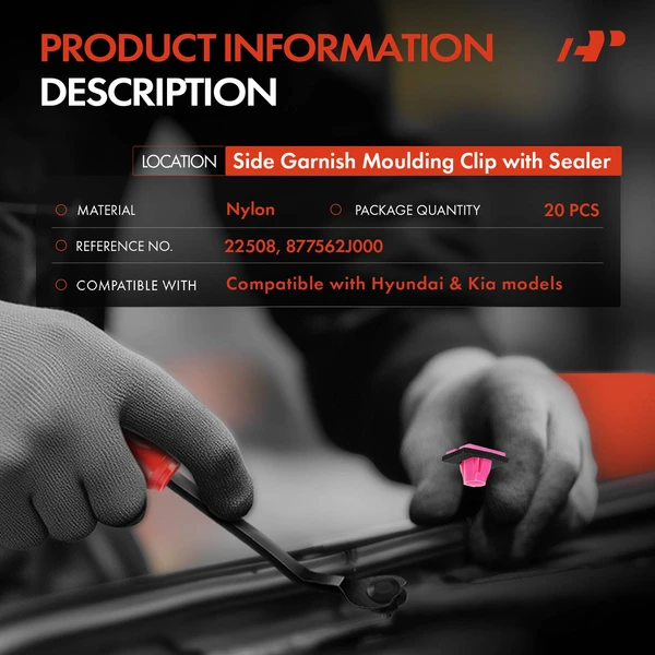 20 Pcs Nylon Pink Side Garnish Molding Clip A-Premium APRCF2249