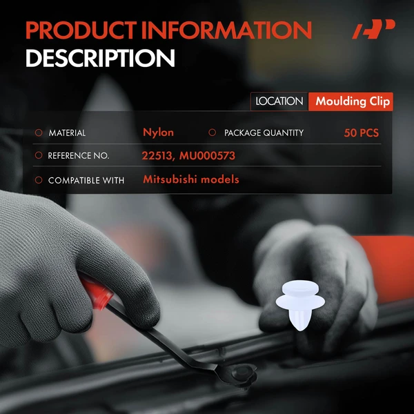 50 Pcs Nylon White Molding Clip A-Premium APRCF2266