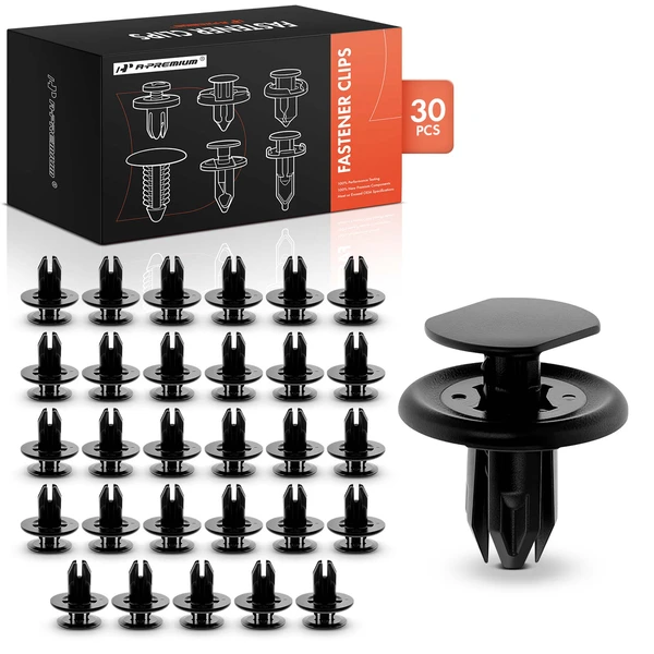 2016-2018 Mazda CX-3 30 Pcs 8mm Nylon Black Bumper Cover & Fender Liner Retainer A-Premium APRCF2271