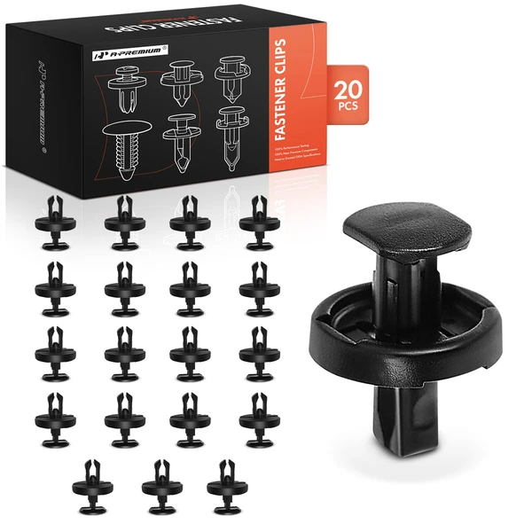 20 Pcs 7mm Nylon Black Bumper Cover & Radiator Support & Under Cover & Wheel Opening A-Premium APRCF2330