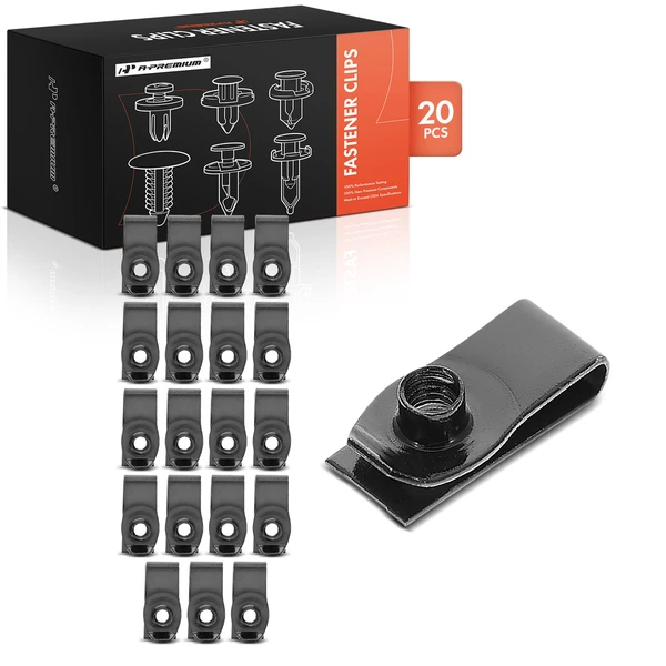20 Pcs Steel Black U-Nut A-Premium APRCF2339