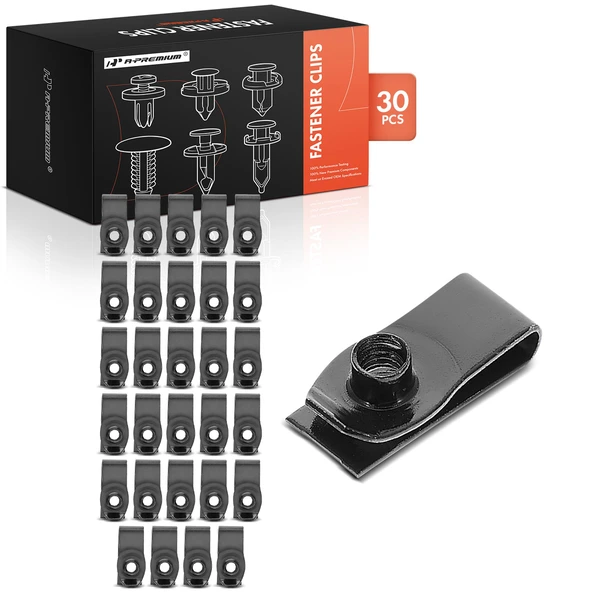 30 Pcs Steel Black U-Nut A-Premium APRCF2340