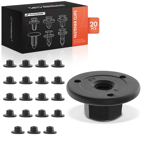 20 Pcs Nylon Black Fender Liner & Wheel Apron & Rocker Molding Nut A-Premium APRCF2405