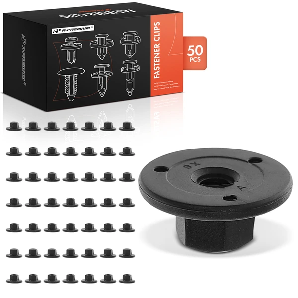 50 Pcs Nylon Black Fender Liner & Wheel Apron & Rocker Molding Nut A-Premium APRCF2407