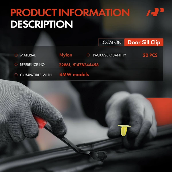 20 Pcs 6mm Nylon Yellow Door Sill Clip A-Premium APRCF2423