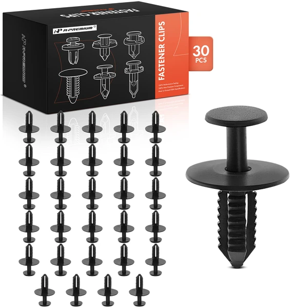 30 Pcs 7mm Nylon Black Rear Fender Liner Retainer A-Premium APRCF2436