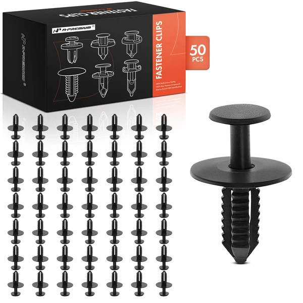 50 Pcs 7mm Nylon Black Rear Fender Liner Retainer A-Premium APRCF2437