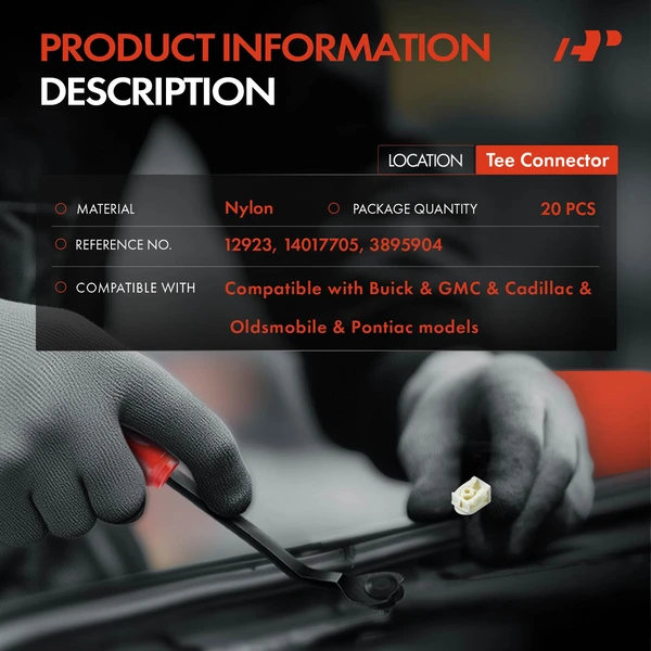 20 Pcs Nylon White Tee Connector A-Premium APRCF2453