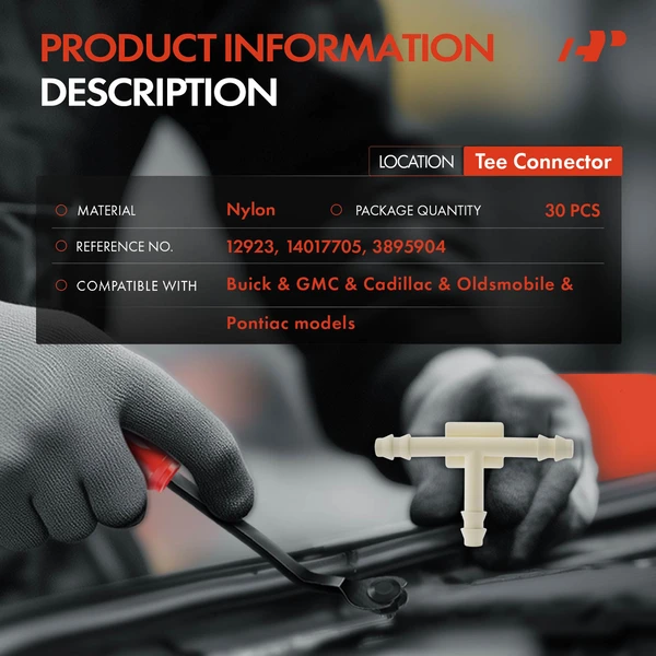 30 Pcs Nylon White Tee Connector A-Premium APRCF2454